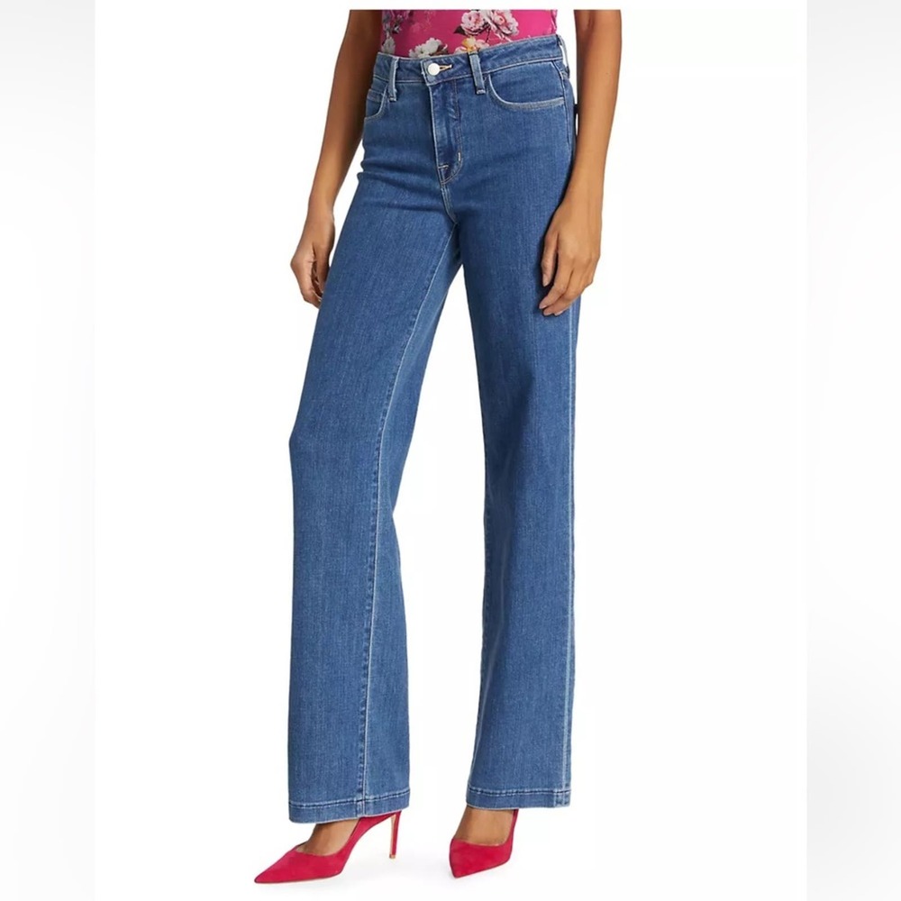 L'AGENCE Women's Mid-Blue Wide Leg Jeans